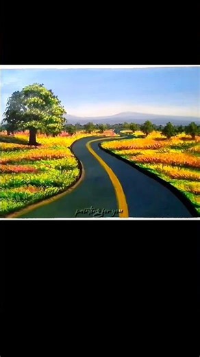 Peaceful Landscape Painting with acrylic #shorts #painting #art