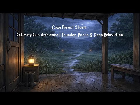 Cozy Forest Storm ⛈️ Relaxing Rain Ambience | Thunder, Porch & Deep Relaxation