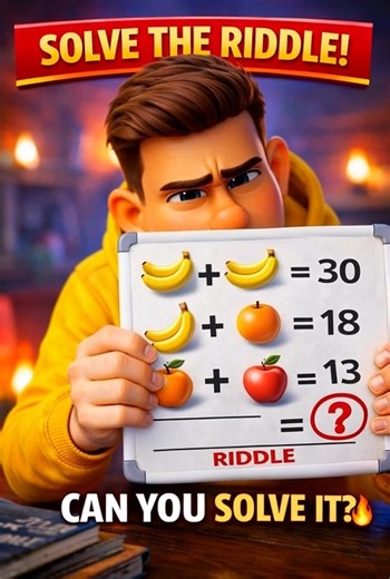 🧠🍌 Can you solve this tricky fruit riddle? Look closely at the bananas, oranges, and apples 👀 Most people get it wrong on the first try… What’s the final answer? Drop it in the comments! ⬇️🔥 #r#riddleb#brainteaserm#mathpuzzlev#visualriddlechallenge