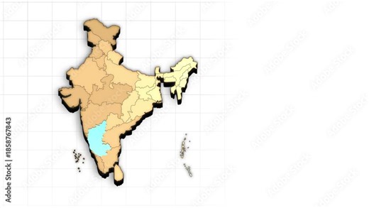 Karnataka India Map Animation Highlighted State
