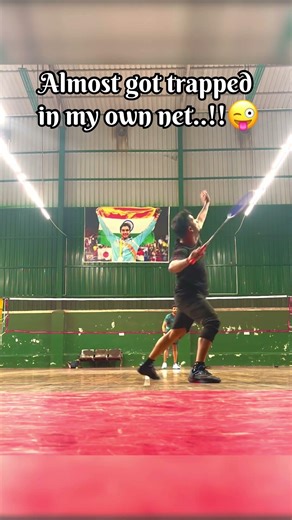 Almost got trapped in my own net.. #badminton #shortsviral #trendingshorts #smash #backhand