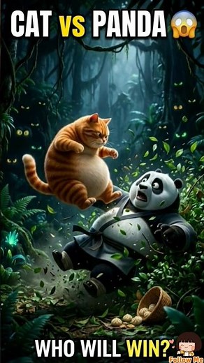 CAT vs PANDA 😱 #shorts #viral #kungfu #cat #panda