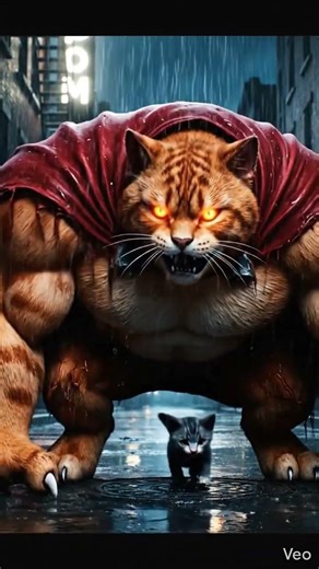 Cat protecting kitten in rain #animalastronauts #aishorts #ai #aianimation