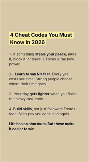 4 Cheat Codes to Win in 2026 — Life Made Easier #selfimprovement #success #quotes #deepfacts #shorts