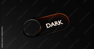 On and Off toggle switch buttons. Light and dark mode switch button. 3d render video.