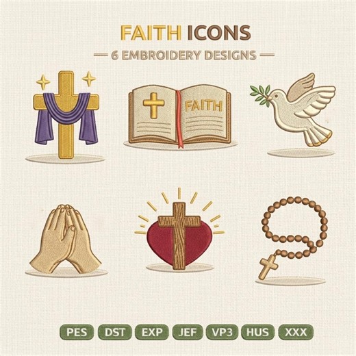 Faith Icons Embroidery Designs Bundle, Religious Cross Bible Prayer (digital Download) - Etsy