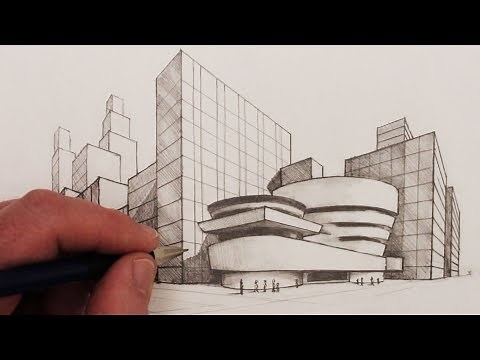 How to Draw 2-Point Perspective: The Guggenheim New York