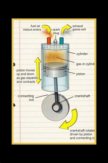 How Piston Engine Works: The Explosion Power Secret 🤯🔥 #shorts