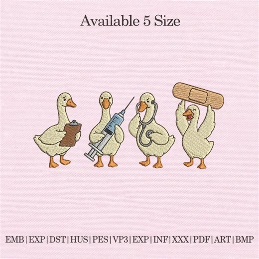 Nurse Duck Embroidery Design, Funny Nurse Ducks Embroidery File, Medical Nurse Machine Embroidery, Nurse Gift PES DST EXP - Etsy