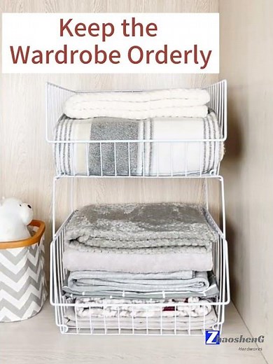 Closet Organization Makeover: Stackable Metal Baskets Revealed
