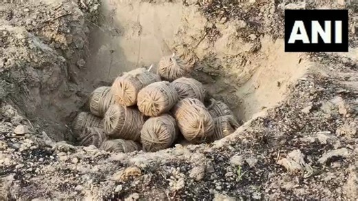 #WATCH | Murshidabad, West Bengal: On the night of 03.04.2026 at about 00:45 hrs, approximately 25 (twenty-five) country-made explosives (sutli bombs) were recovered from a nylon bag concealed in bushes adjacent to the Juginda–Amindabad Road. During the preliminary enquiry, it appears that the explosives had been hidden by some unknown person with an ulterior motive. In this connection, Domkol P.S. Case No. 317/26 dated 03.04.2026 under Section 9B of the Indian Explosives Act, 1884 has been regi