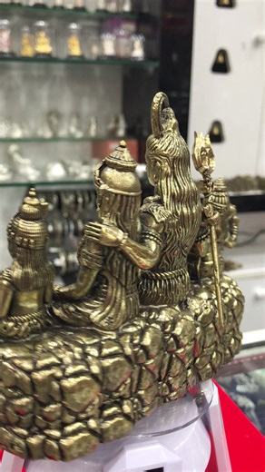 Brass Shiva Family Statue – Detailed Peacock & Rat Craftsmanship