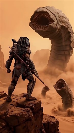 PREDATOR vs GIANT SAND WORM: Who survives? 💀 🏜️ #Shorts