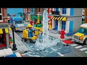 LEGO Worker Drilling Road to Fix Broken Water Pipe | Water Burst & Repair Action