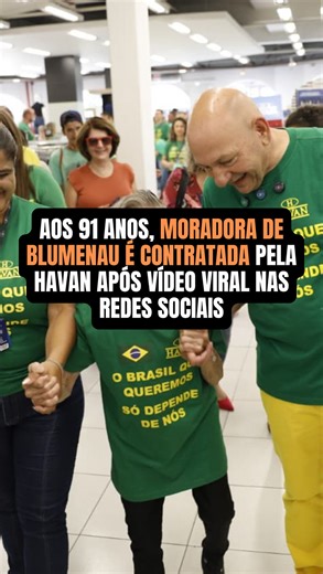 Aos 91 anos, moradora de Blumenau é contratada pela Havan após vídeo viral nas redes sociais. A rede destaca que a proposta é valorizar pessoas motivadas, independentemente da faixa etária. Leia mais ⤵️ https://misturebas.com.br/2026/01/05/91-anos-contratada-havan-video-viral/ 📽 Reprodução/Luciano Hang 🔸Notícia enviada pelo Portal de Notícias Misturebas News. Para participar do grupo, basta clicar no link: https://api.whatsapp.com/send?phone=47991692544 #Blumenau #santacatarina #contratada #ha