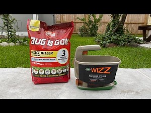 Applying Insecticide to my Lawn Using Scotts Wizz Hand-Held Spreader