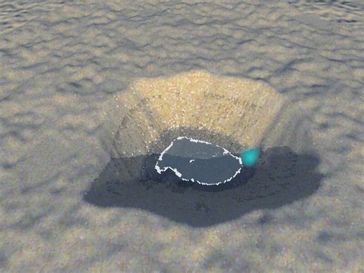 sand color was based purely on position before, so now the color travels.not settled on which one is better. this definitely looks more like it's moving but makes the particle size more obvious.