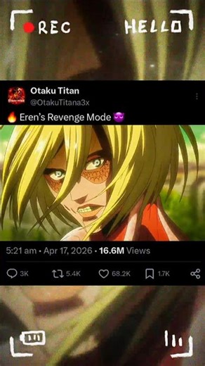 💀 Eren Chasing the Female Titan 🐺 | Savage Moment #shorts