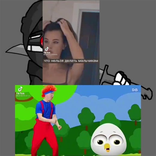 Cartoon Character vs Real People: A Unique Split-Screen Video