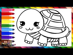 How To Draw A Turtle 🐢 Draw And Color A Cute Turtle 🐢🌊🌈 Drawings For Kids