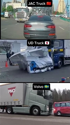 Emergency Brake Test : UD Truck vs JAC Truck vs Volvo Truck