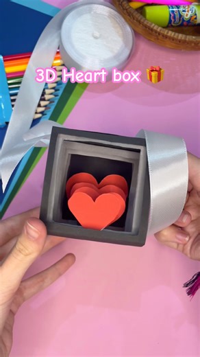 3D Heart Box ❤️✨ #diy #art #love
