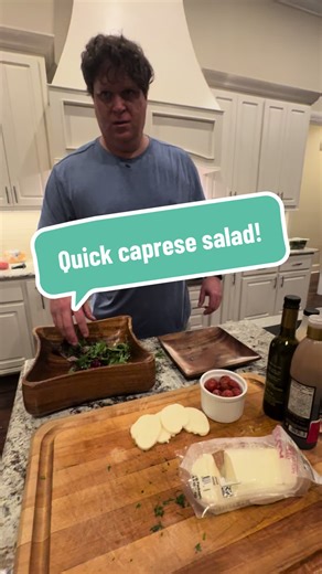 Caprese salad in the summer with fresh tomato is hard to beat! But we will do them with the little cherry tomatoes when they are not quite in season! #salad #tomato #side