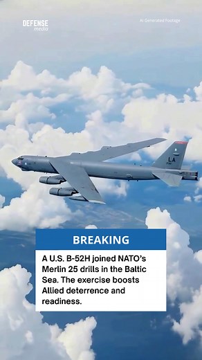 33K views · 549 reactions | A U.S. B-52H Stratofortress roared into NATO’s Merlin 25 drills over the Baltic Sea, signaling unwavering Allied resolve. Its presence underscores NATO’s dominance in the region, reinforcing deterrence and reminding adversaries that Allied airpower remains ready, united, and absolutely unshakable. | Defense Media | Facebook