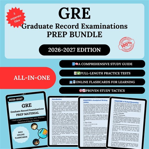 GRE Exam Prep Bundle 2026 | GRE Test | GRE 2026 Prep | Gre Prep | Gre Study | Gre Flashcards | Gre Practice Exam | Gre Study Guide | Gre - Etsy