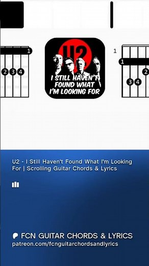 U2 - I Still Haven't Found What I'm Looking For | Scrolling Guitar Chords & Lyrics #guitar #rock