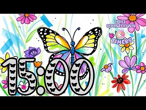 15 Minute Timer ⏰ Relaxing Music with Butterflies & Flowers | Study, Breaks, Skincare