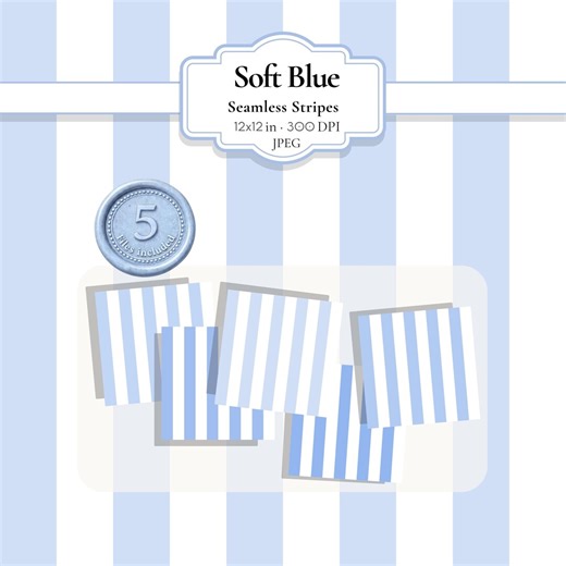 Soft Blue Vertical Stripe Digital Paper Pack | 5 Seamless Patterns | Printable Background for Scrapbooking & Branding - Etsy