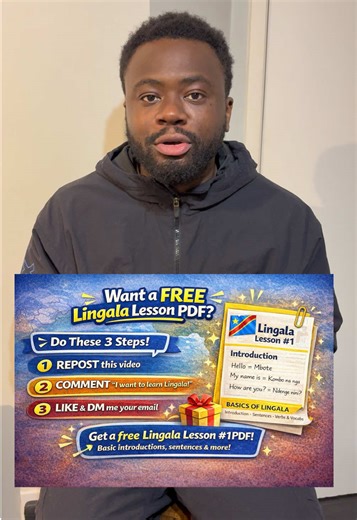 Interested in learning Lingala or English? 🇨🇩🇬🇧 I’m offering 1-on-1 lessons via video call, tailored to your level. 📩 Email: lingalatoenglish@gmail.com 💬 Or just DM me here #congolese #congolaise🇨🇩🇨🇬 #english #teachersoftiktok #language