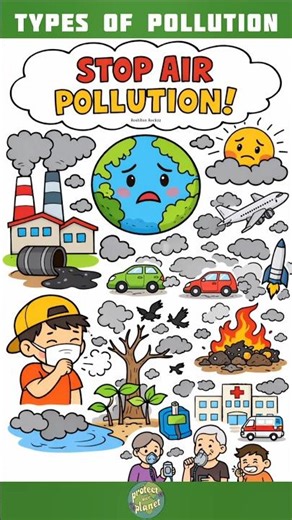Types of pollution poster drawing Easy Simple for school project kids #roshronrockzz