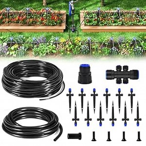 HIRALIY 210FT Drip Irrigation Kits for Plants, New Quick Connector Garden Watering System, Saving Water Automatic Irrigation Equipment for Patio Lawn