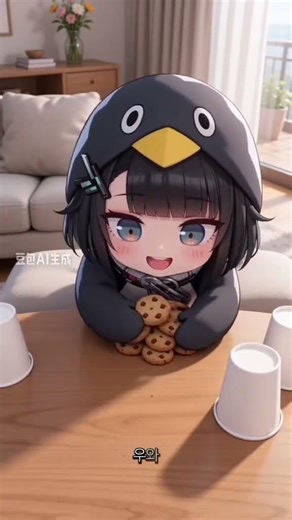 #gugugaga #chibi Cookies! 🍪 Cup Challenge 🐧 #shorts #aivideo