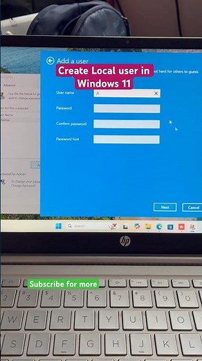Create local user in windows 11 |
