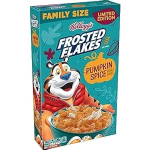 Frosted Flakes Cold Breakfast Cereal, 7 Vitamins and Minerals, Limited Edition, Family Size, Pumpkin Spice, 17.1oz Box (1 Box)