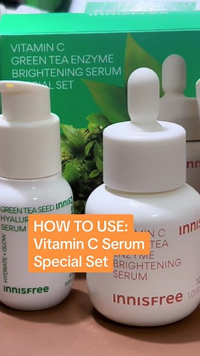 Replying to @doubletam Our Vitamin C Green Tea Enzyme Brightening Serum Special Set contains 3 products! Here's a guide on how to use them! ☺️ #innisfree #innisfreephilippines #BubblePopSerum #VitaminCGreenTeaEnzymeBrighteningSerum #VitaminCSerum #SkincarePH #Skintok #Beautytok