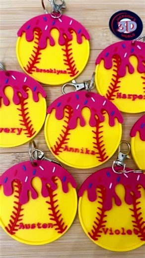 Custom Softball keychains #3dprinting #drip #softball