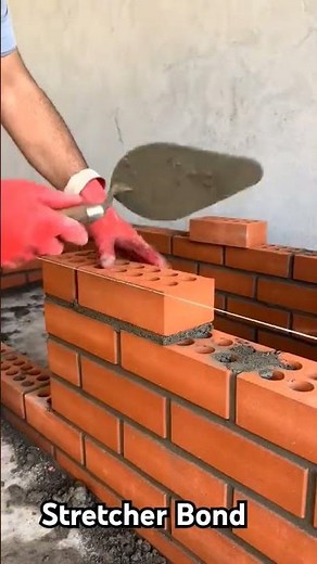 Stretcher Bond Brick Layer Mason video.#mason #construction #brick #video #work