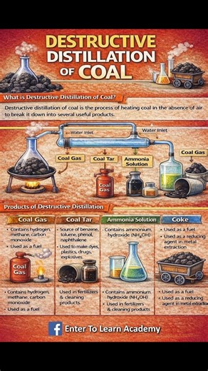 Destructive distillation of coal🔥 #fypreelsシ゚viralシ #physics #chemistry #biology #FSC | Enter To Learn Academy