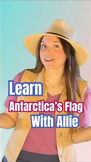 Antarctica flag with Allie #geographyforkids #flagquiz #aroundtheworld