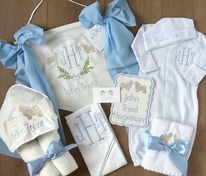Custom Monogrammed Ultimate Baby Gift Bundle With Baby Bassinet Banner, Pima Outfit, Name Card and Hooded Towel Baby Shower, Hospital - Etsy