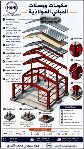 مكونات ووصلات المباني الفولاذية | Steel Building Components & Connections