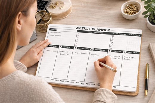 Weekly Planner Printable PDF | Undated Productivity & Work Schedule With Priorities, Habit Tracker, Weekly Agenda - Etsy