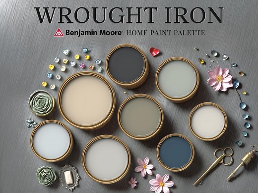 Wrought Iron Benjamin Moore Home Paint Color Scheme Guide Neutral Modern Industrial Office House Front Door Wall Trim Renovation Dark Gray - Etsy