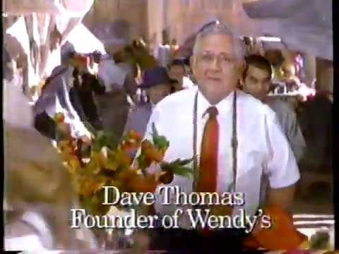 1991 Wendy's "Dave Thomas travels the world" "Big Daves Deluxe" TV Commercial