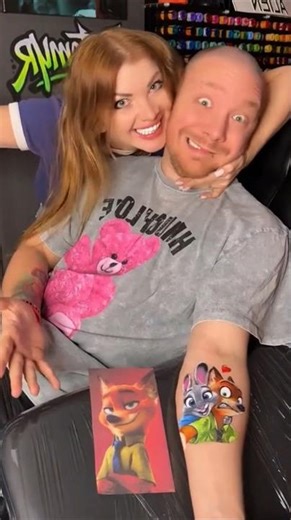 Zootopia Tattoo Pranks! 🦊🐭 Nick, Judy & Mr. Big 😱 #shorts #zootopia #comedy #meme