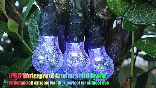 2Pack 48FT RGB Outdoor String Lights with 8 Colors&6 Modes